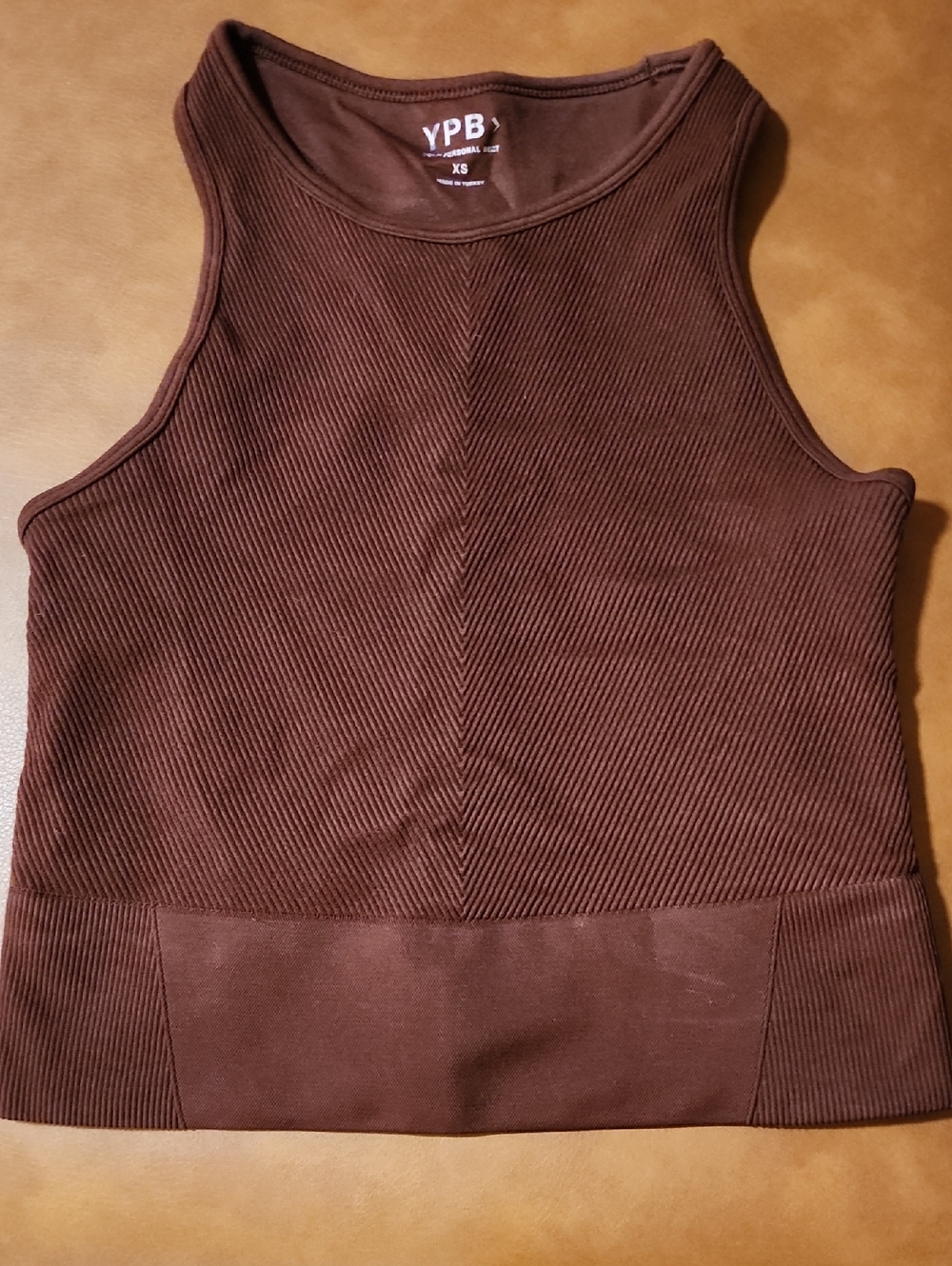 YPB Brown Ribbed Sports Bra Tank